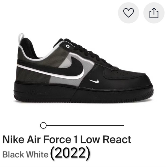 Nike Other - Nike Air Force 1 Low React (2022) Black and White Mens 13